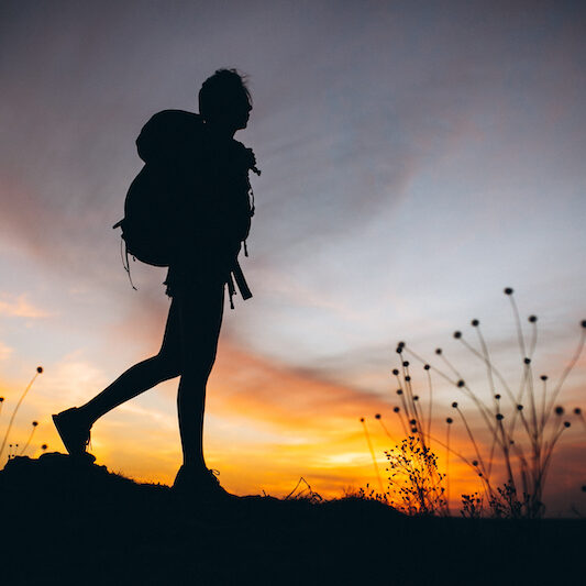 Woman hiking in the mountains
